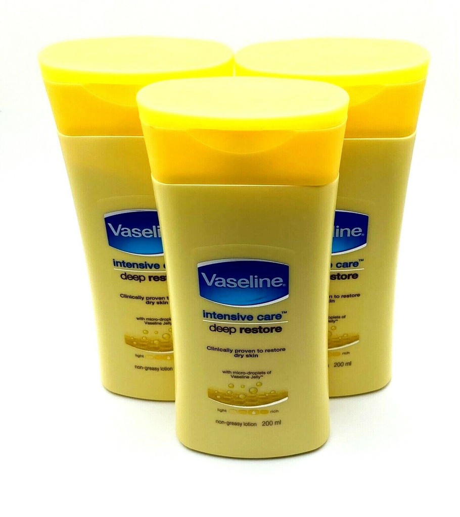 Pack of 3 Vaseline Intensive Care Deeply Restores Dry Skin 200 Ml