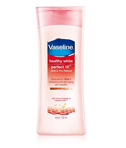 Vaseline Healthy White Perfect 10 - Pack 3 - AHA and Pro-Retinol Whitening and Anti-Ageing Skin Benefits with Micro Droplets of Vaseline Jelly 100 Ml 