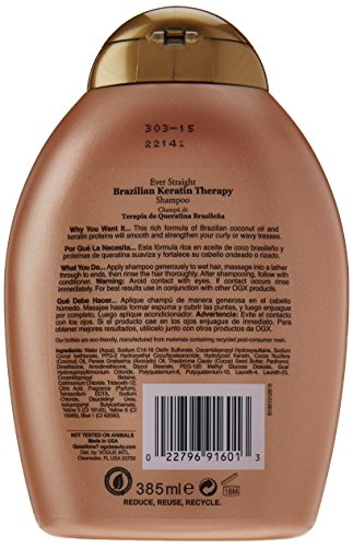 OGX Brazilian Keratin Smooth Smoothing Shampoo for Shiny and Soft Hair 385ml