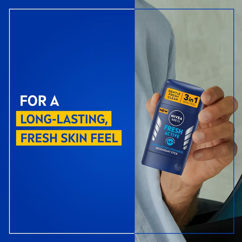 New Nivea Men Antiperspirant Stick Fresh Active 50 Ml Free Shipping Worldwide