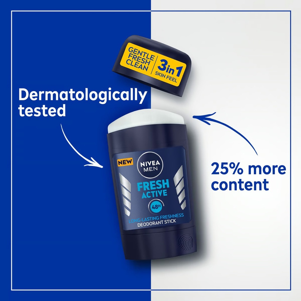 New Nivea Men Antiperspirant Stick Fresh Active 50 Ml Free Shipping Worldwide