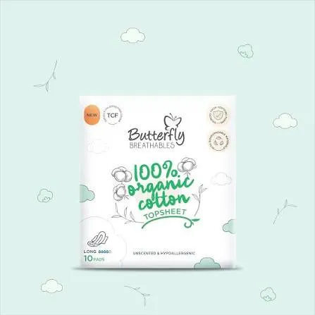 Butterfly Breathable Organic Cotton 10 Pads