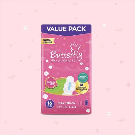 Butterfly Breathables Maxi Thick 16pads Extra Long